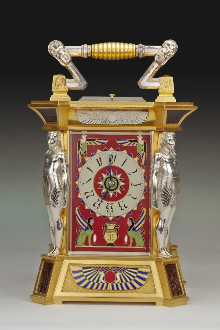 Large and Rare Egyptian Revival Carriage Clock