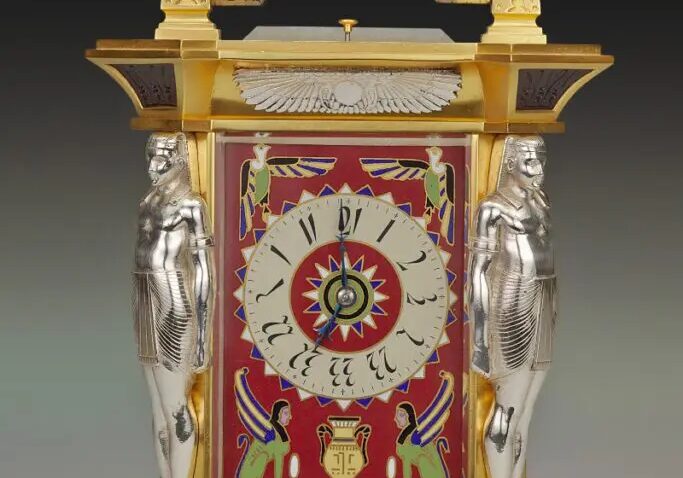 Large and Rare Egyptian Revival Carriage Clock
